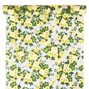 Díszcsomagoló virág mintázatú fólia tekercs [50cm x 10m] fehér/citrom/zöld
