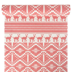 Bordázott vízálló díszcsomagoló papír mintás [50cm x 10m] fehér/piros