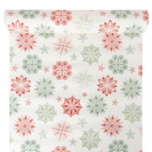 Bordázott vízálló díszcsomagoló papír mintás [50cm x 10m] fehér/piros/zöld