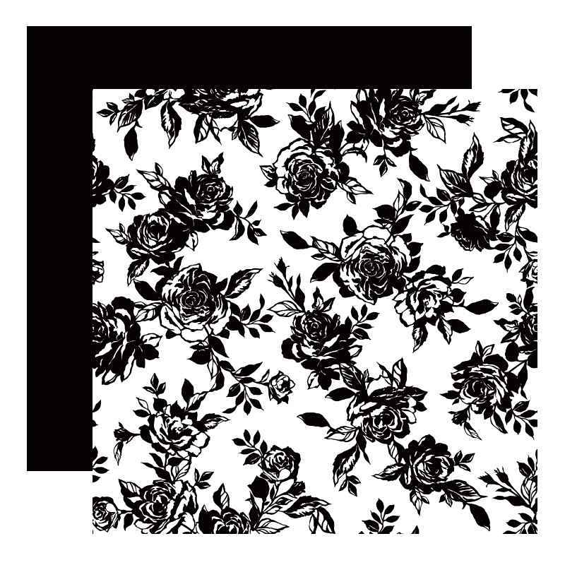 Rózsamintás íves fólia csomagoló – 20 ív/csomag 57cm x 57cm fekete/fehér