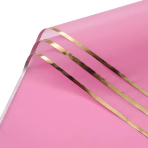 Aranyszélű íves fólia csomagoló 20 ív/csomag [58cm x 58 cm] pink/arany