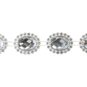 Strassz dekor, bross fűzér (22mm x 4,57m) ezüst