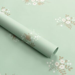 Virágmintás íves fólia csomagoló – 20 ív/csomag [57cm x 57cm] pasztellzöld