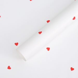 Apró szíves mintás íves fólia csomagoló – 20 ív/csomag [58cm x 58cm] fehér/piros