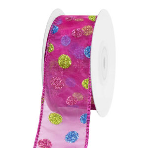 Glitter pöttyös organza szalag [38mm x 10m] ciklámen